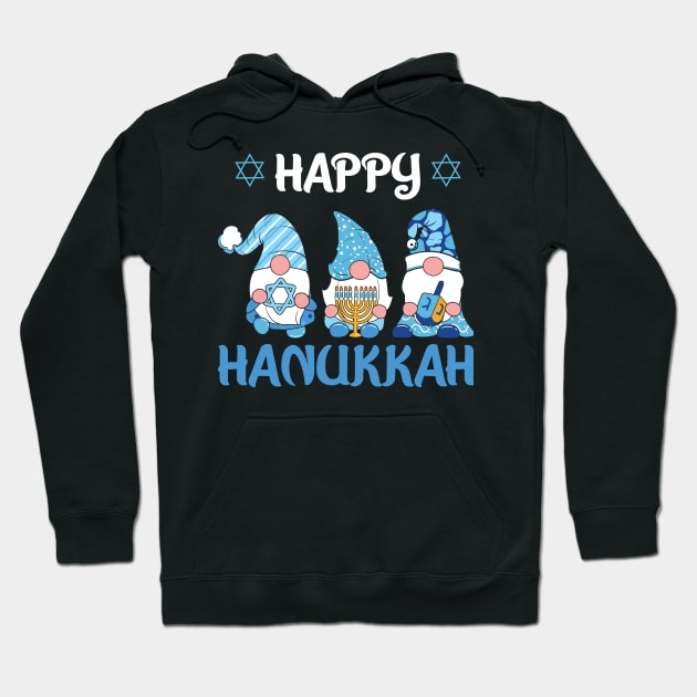 Happy Hanukkah Christmas Gnome Gnomies Menorah Dreidel Hoodie by MZeeDesigns